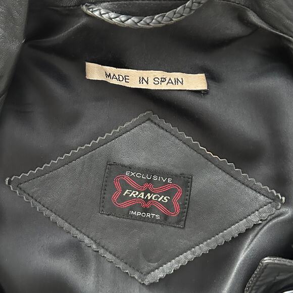 Vintage Francis Imports Genuine Leather Trench Coat Made in Spain (M/L) - Picture 7 of 16
